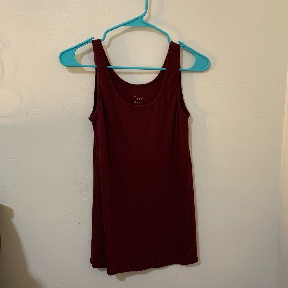 A new day Maroon tank top